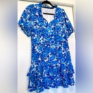 Sugarlips Blue, Light Blue & White Floral Ruffle Dress in Size Small